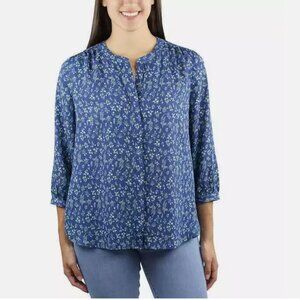 Jachs Girlfriend Ladies' 3/4 Sleeve Blouse - Blue - L, XL, XXL